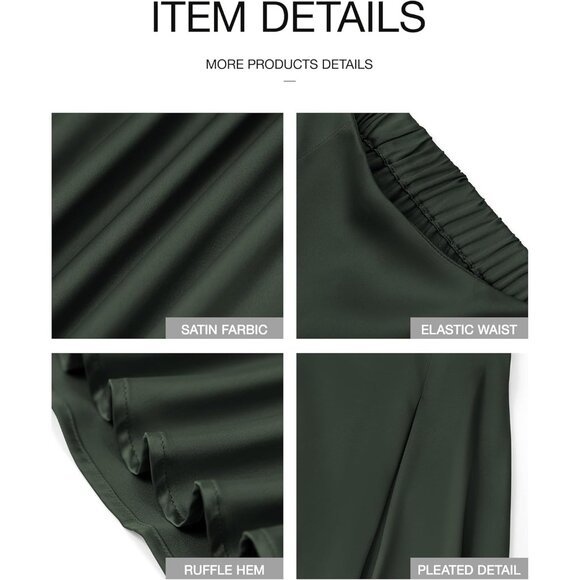 2025 Trendy Pleated High Waisted Satin Skirt - Flowy A-Line Maxi for Women - Picture 6 of 6